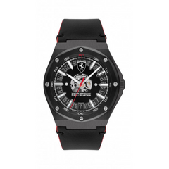 Scuderia Ferrari Herren-Analog-Quarzuhr mit schwarzem Lederarmband – 0830845