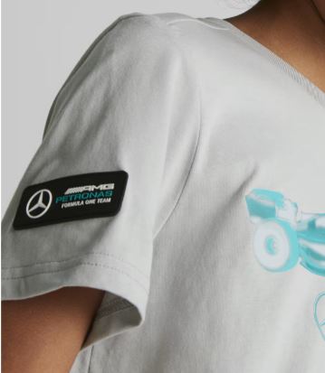 T-shirt vestibilità regolare da bambino con grafica per auto Mercedes AMG Petronas F1