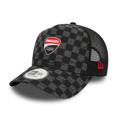 A-Frame Trucker Cap Ducati Motor Logo Corse Check All Over Print Black 5569