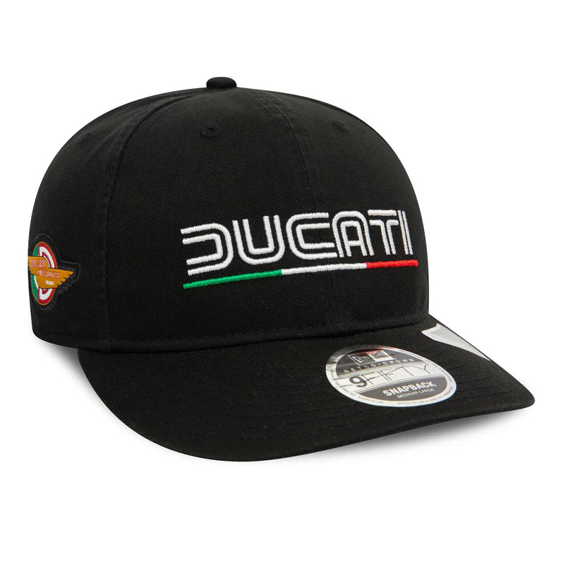 Ducati Motor Logo Wordmark Black 9FIFTY Retro Crown Cap - SM