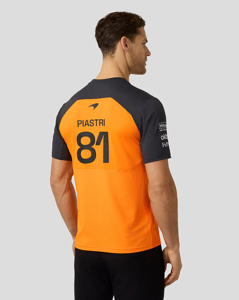 Official Mens Mclaren Formula 1 Team Oscar Piastri Set Up T-Shirt - Papaya/Phantom